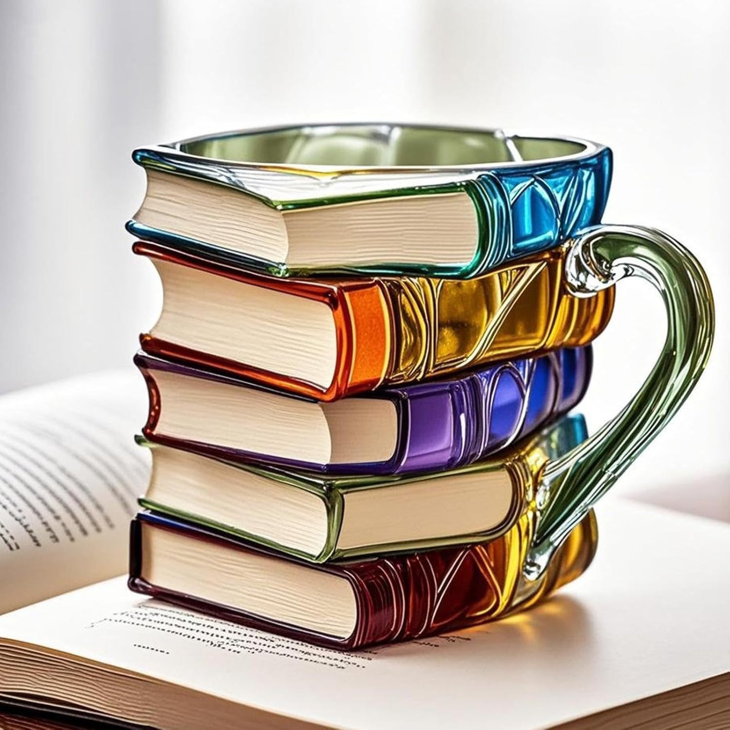 Painted Book Coffee Cup | Unique Ceramic Mug for Readers
